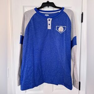 Stitches Cubs Royal Blue and Gray Speckled Henley